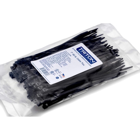 Triton Products Cable Tie, 7 in L, 1-7/8 in Max Bundle Dia., Black, Nylon, 50 lb Strength ZT-07BK